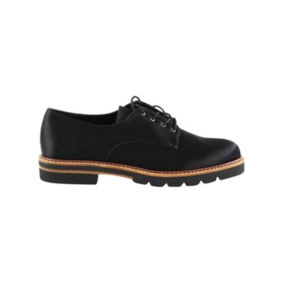 STUART WEITZMAN Womens Black Satin Metro Round Toe Lace-Up Oxford Shoes 9 M - Picture 2 of 4